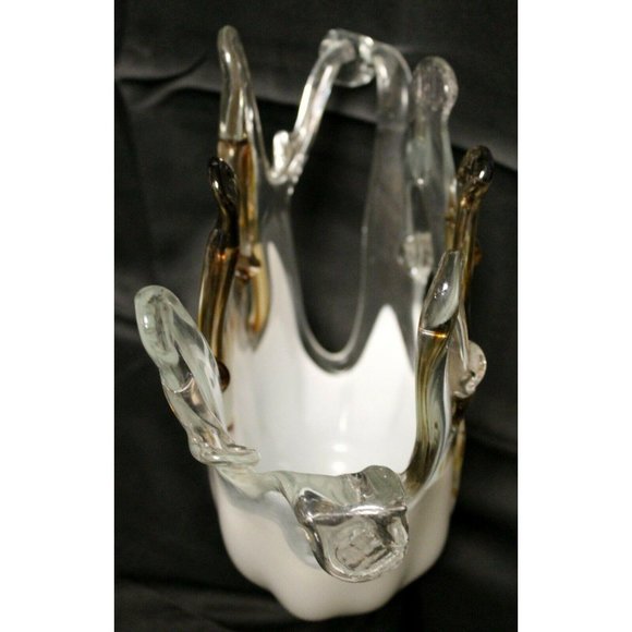 1980s Modern Contemporary Murano Italian Large Glass Vase Brown Swirl Abstract - Picture 7 of 10